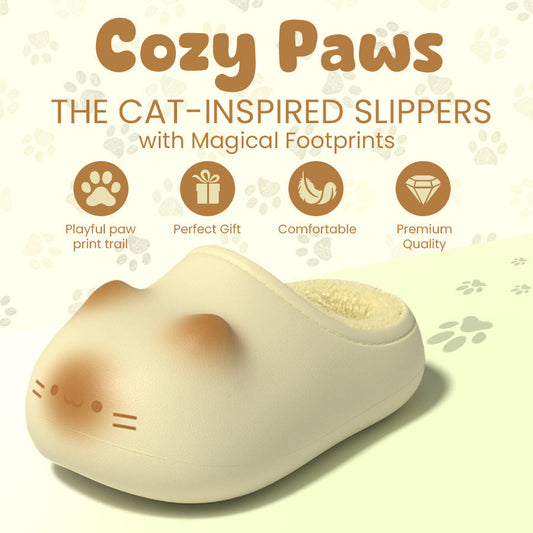 🐾 Cozy Paws The Cat-Inspired Slippers with Magical Footprints🎁